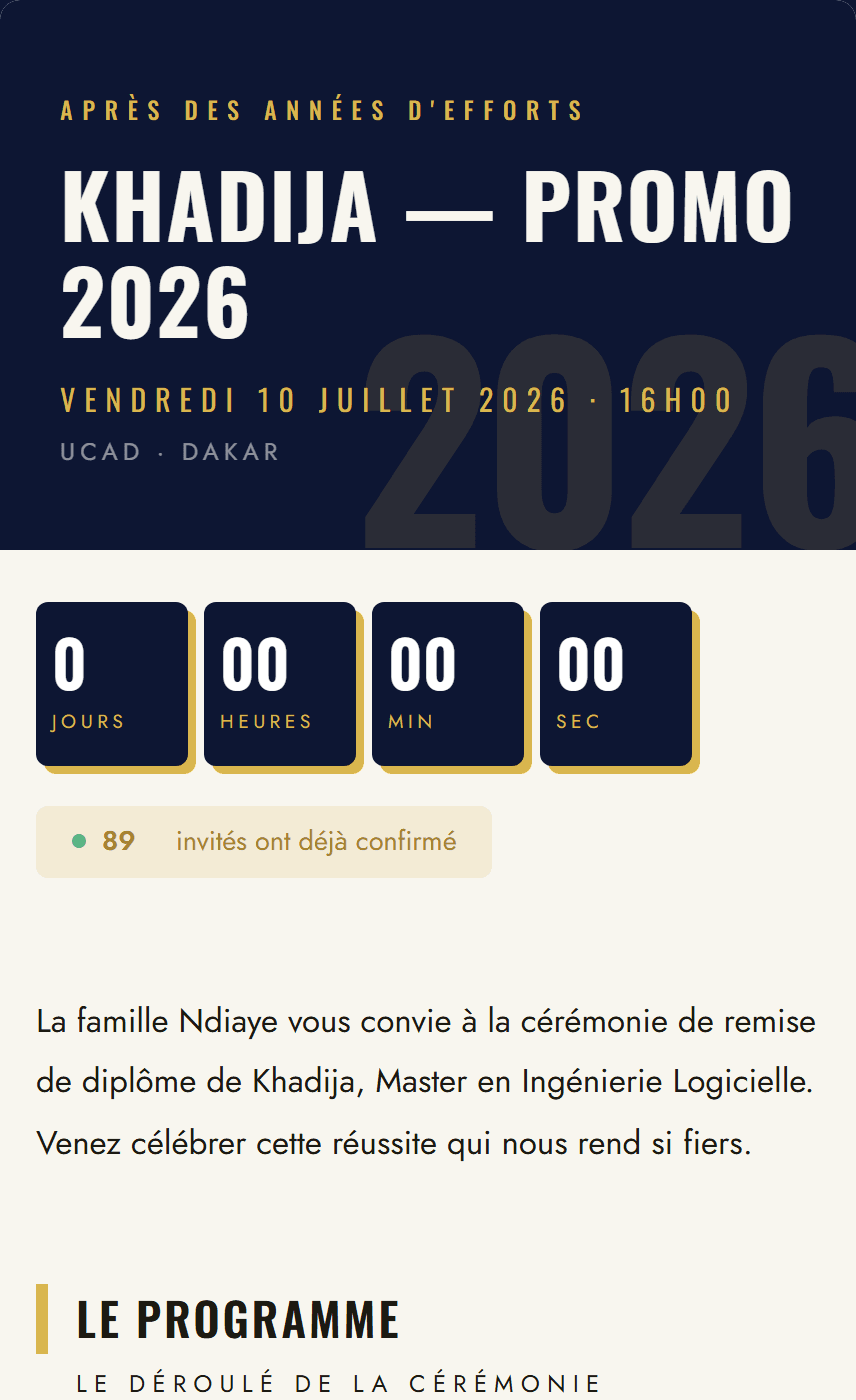 Page Remise de diplôme — style Lauréat