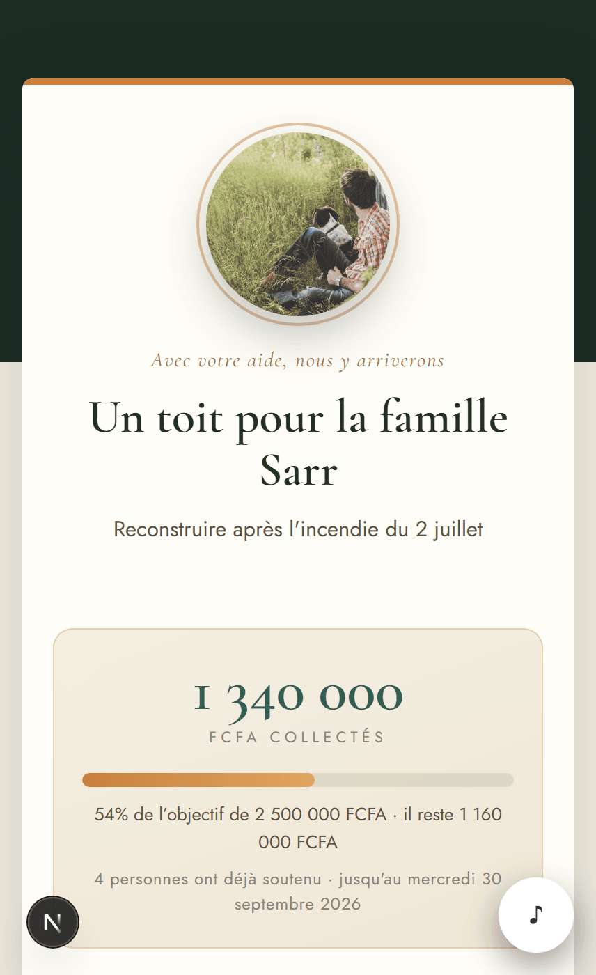Page Lettre de soutien — style Main tendue