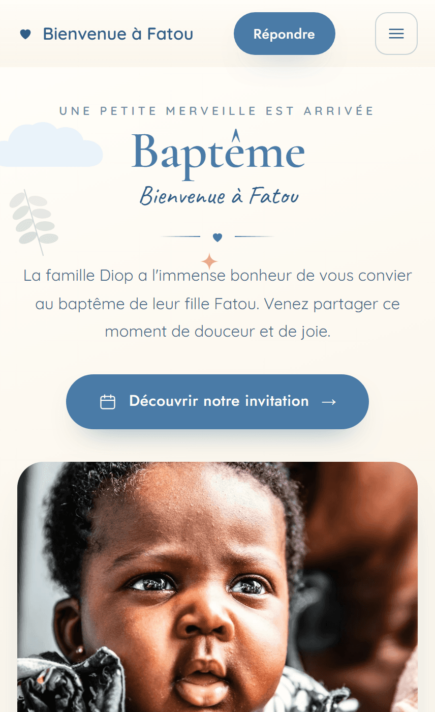Aperçu d'un faire-part de baptême — InviteMoi